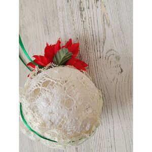 White lace red flower ornament Xmas decor